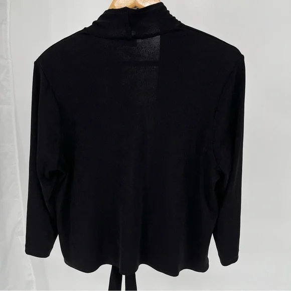 Chico’s Womens NEW Travelers Tie Front Jacket Size XL Black Slinky Knit - Picture 6 of 10